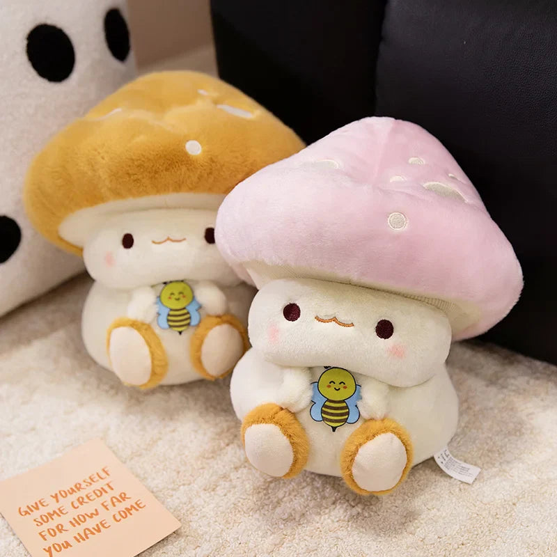 Peluches Kawaii Champignon et Abeille