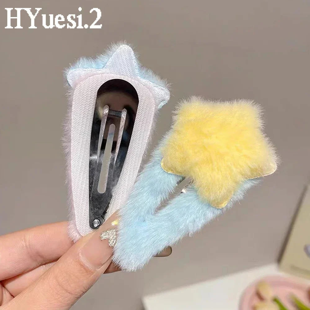Pinces à cheveux pastel en forme d'étoile en peluche