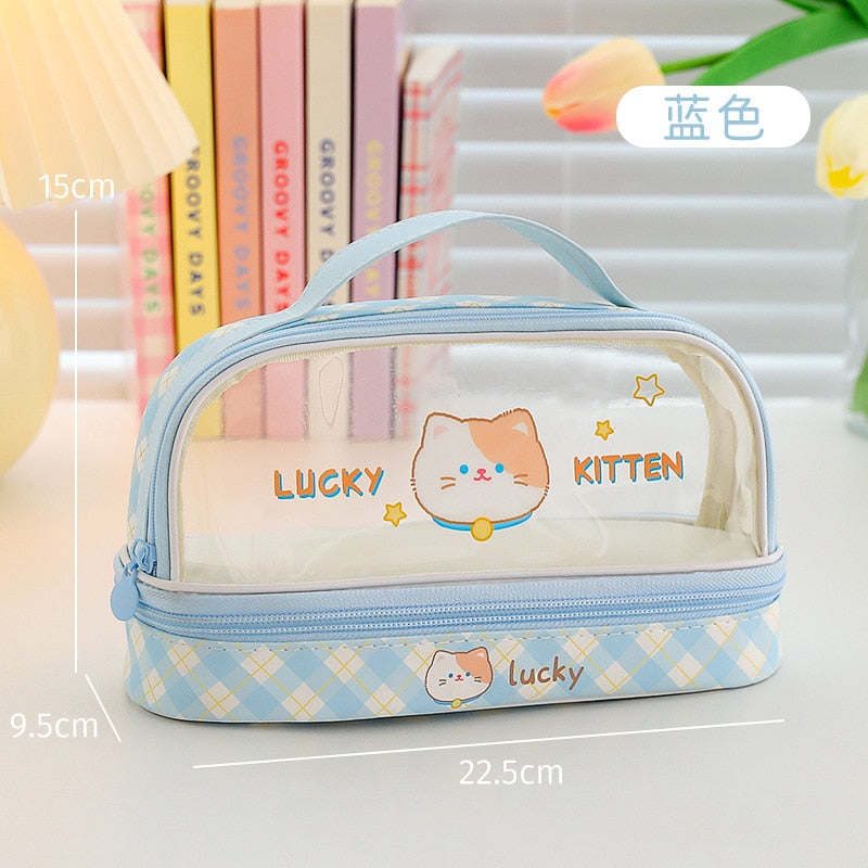 Double-Layer Transparent Pencil Bag
