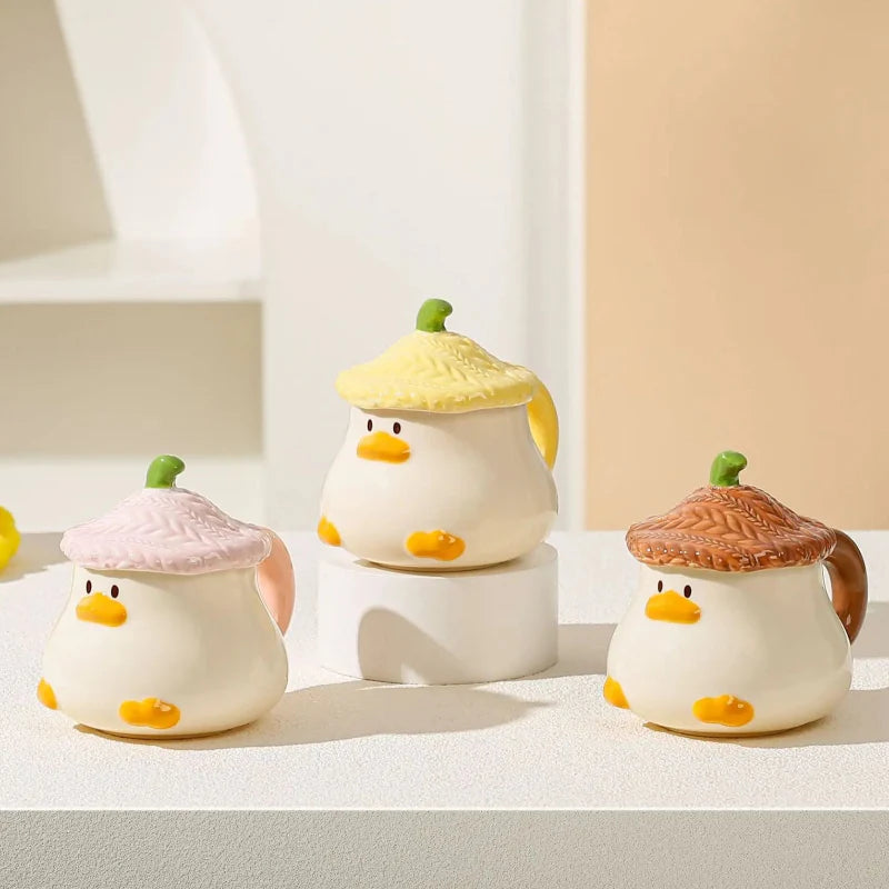 Tasse canard Kawaii avec couvercle