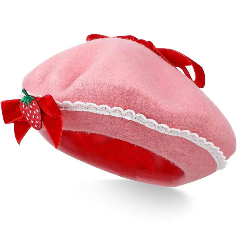 Béret rose à la fraise