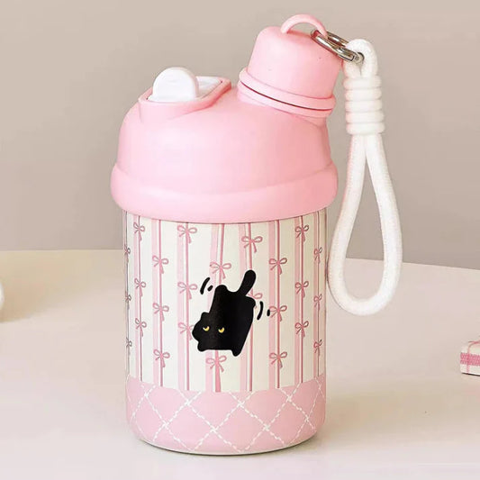 Bouteille Thermos Rose Chat Kawaii