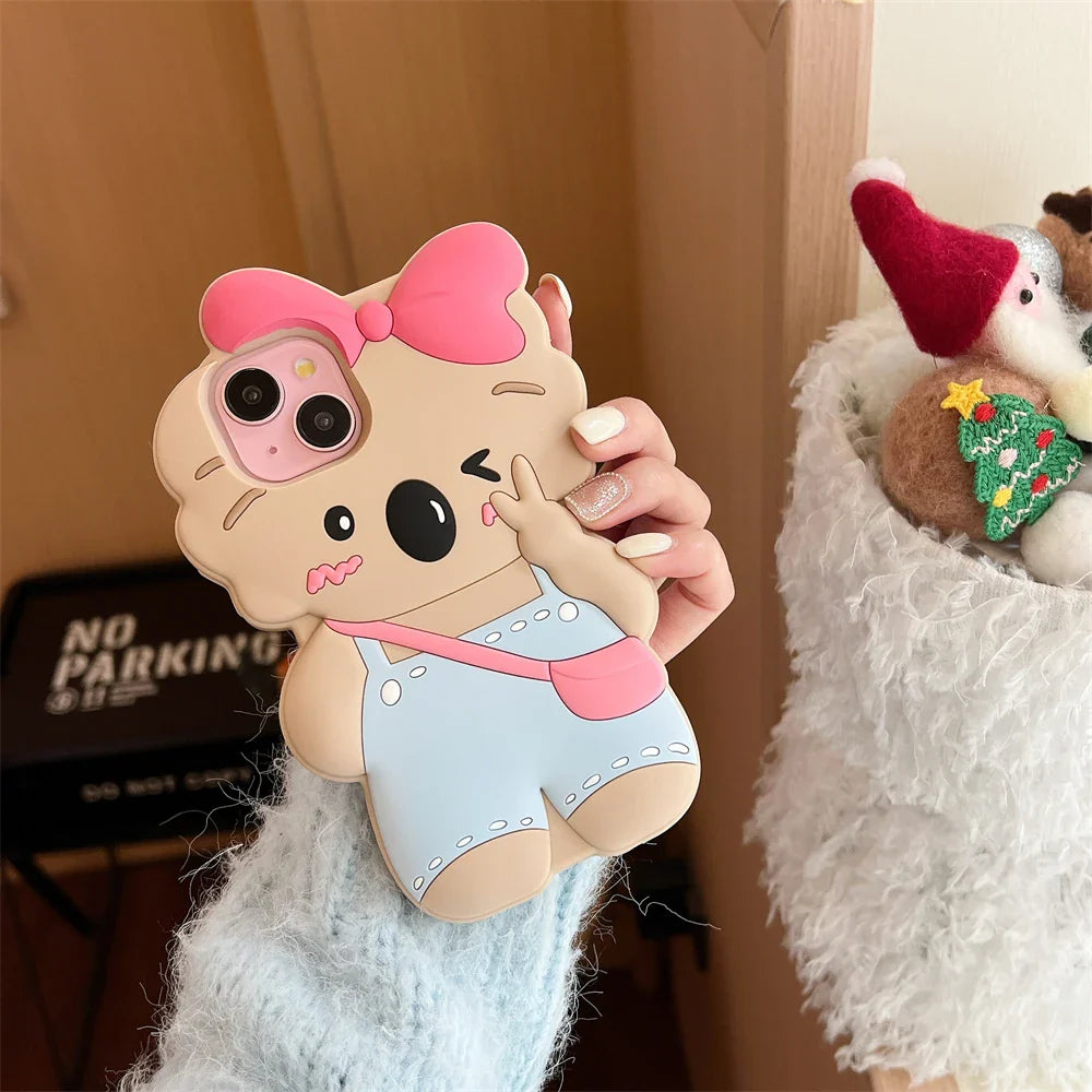 Coque iPhone Koala à nœud rose