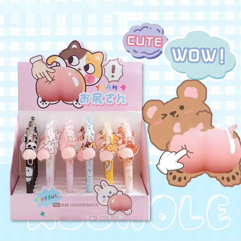 Bolígrafos de gel con forma de botín suave de animales kawaii