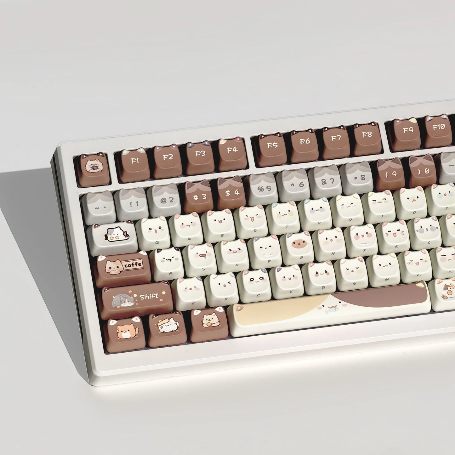 Juego de teclas de teclado con diseño de gato kawaii