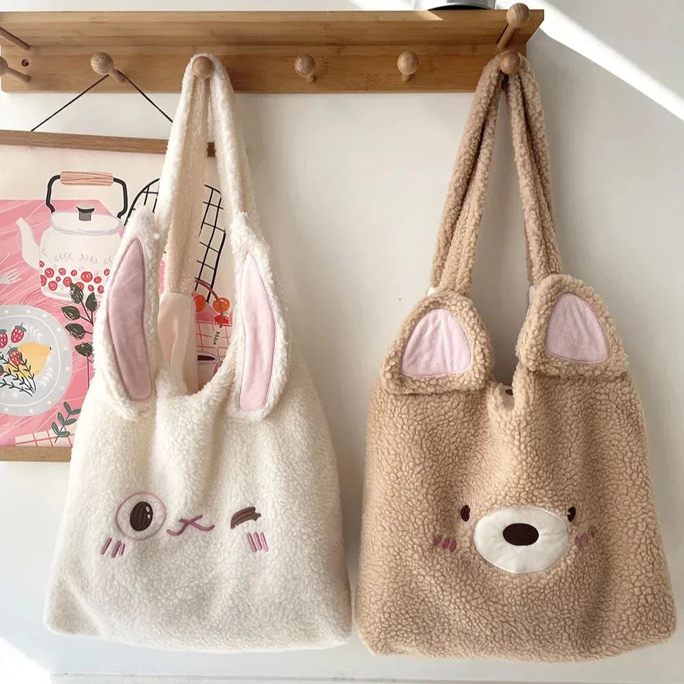 Bolsas de mano de conejito y oso kawaii