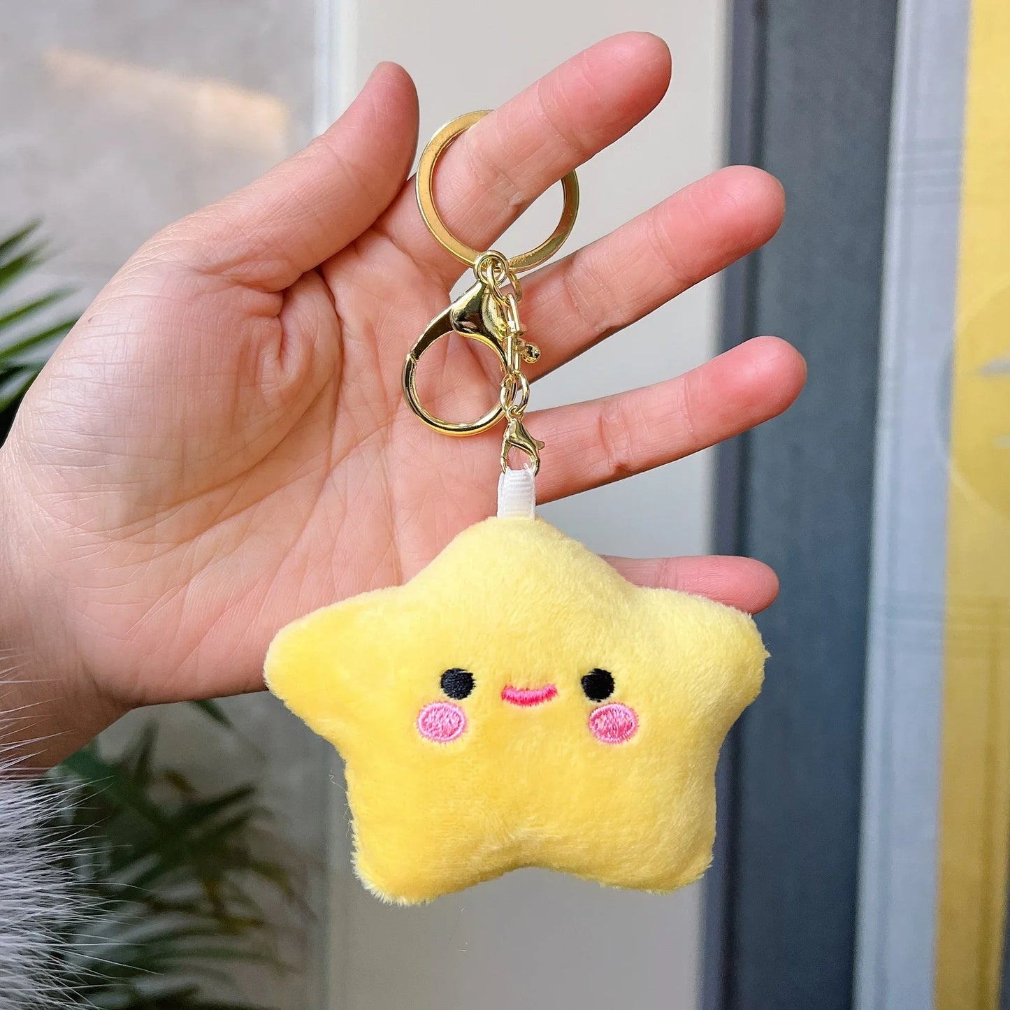 Porte-clés pendentif en peluche étoile kawaii