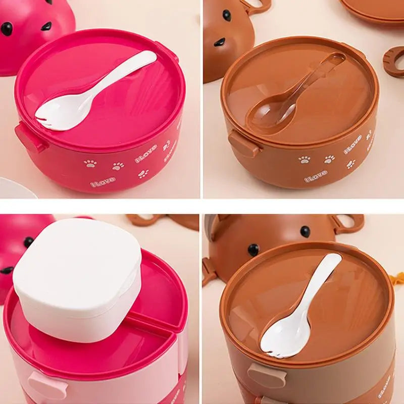 Caja bento apilable con forma de oso