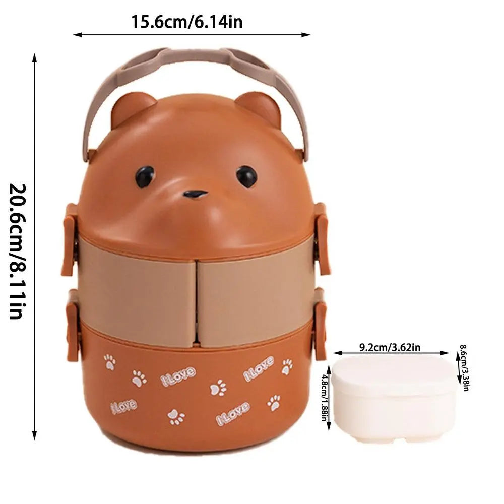 Caja bento apilable con forma de oso
