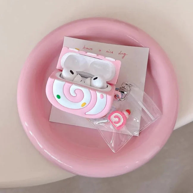 Strawberry Swiss Roll Wireless Earbuds Case
