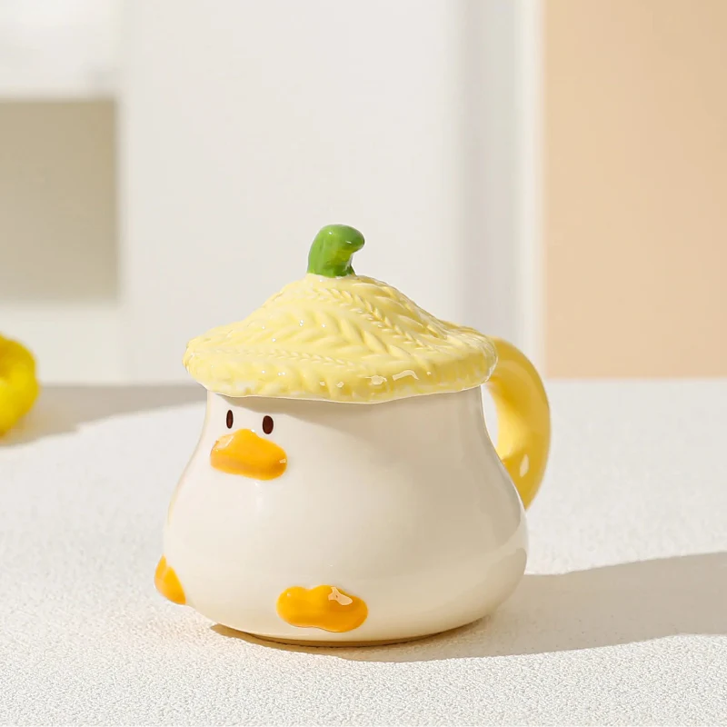 Tasse canard Kawaii avec couvercle