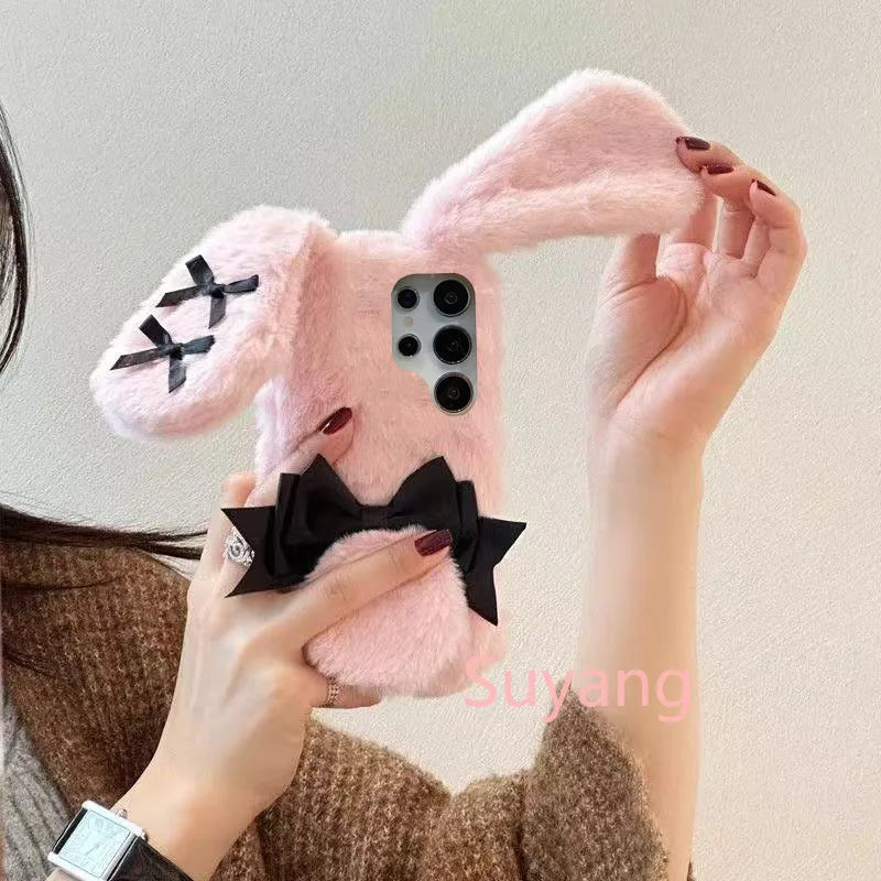 Coque de téléphone Samsung en peluche lapin Kawaii