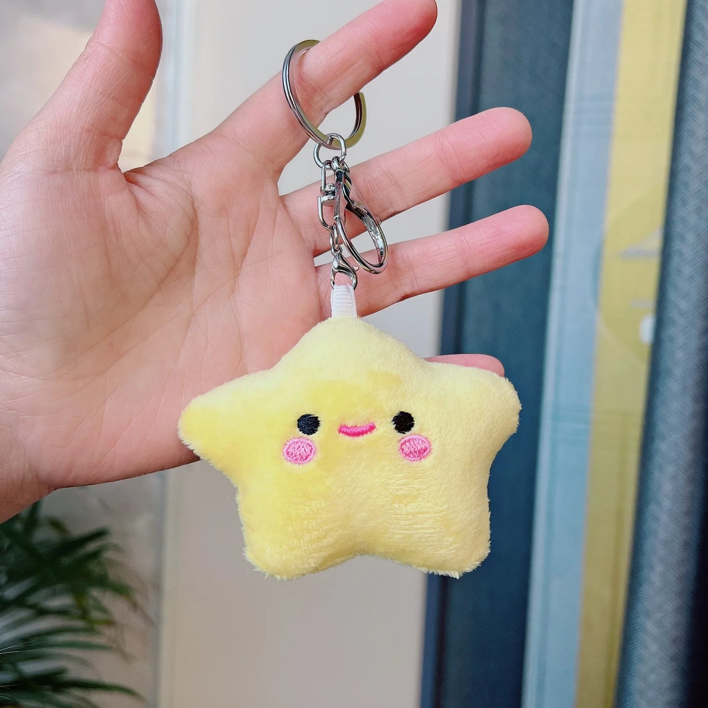 Porte-clés pendentif en peluche étoile kawaii