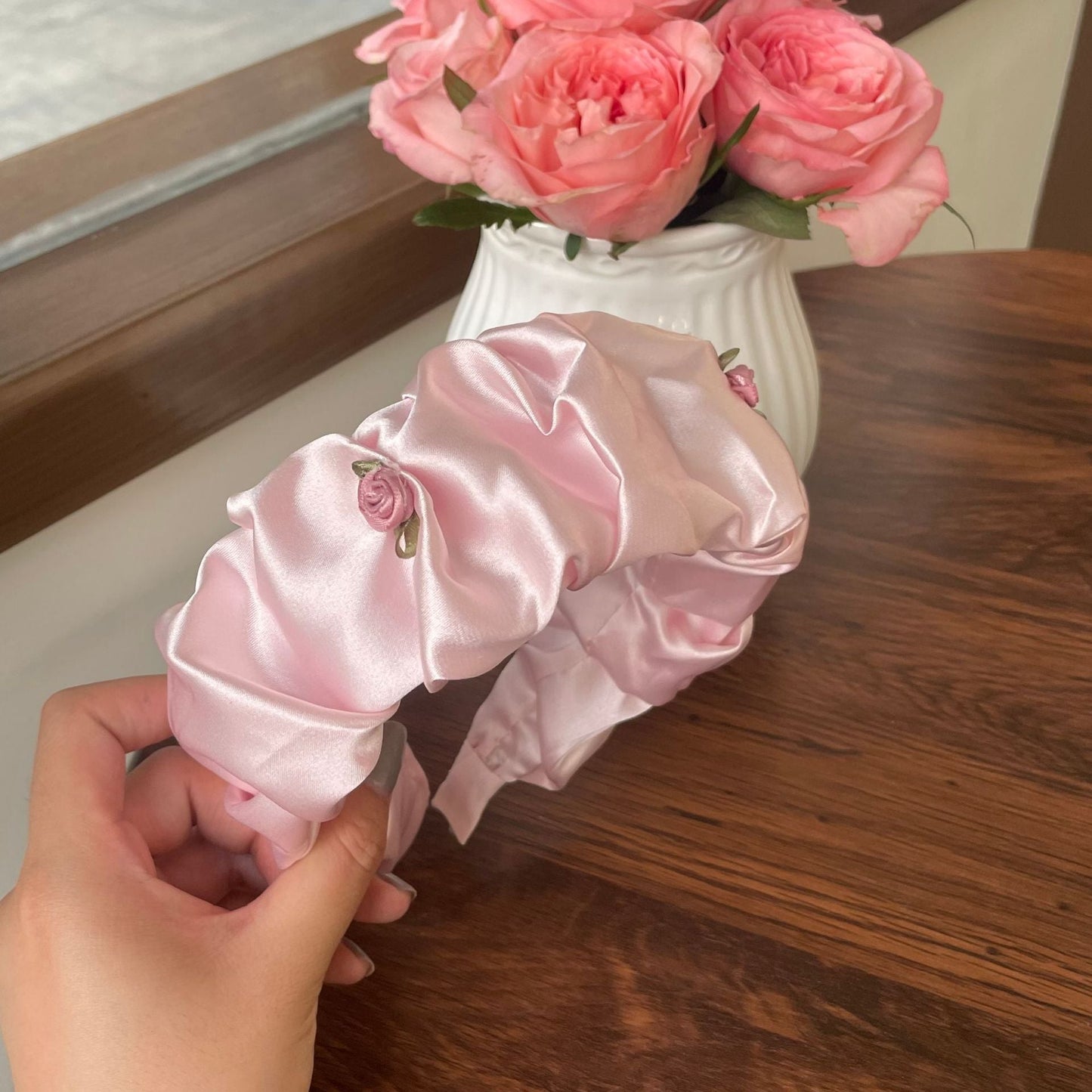 Bandeaux à fleurs roses