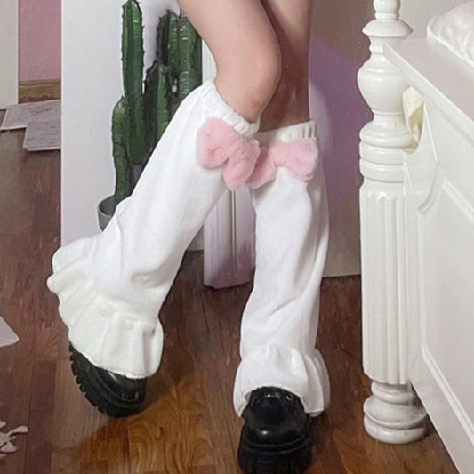 Calentadores de piernas con lazo rosa