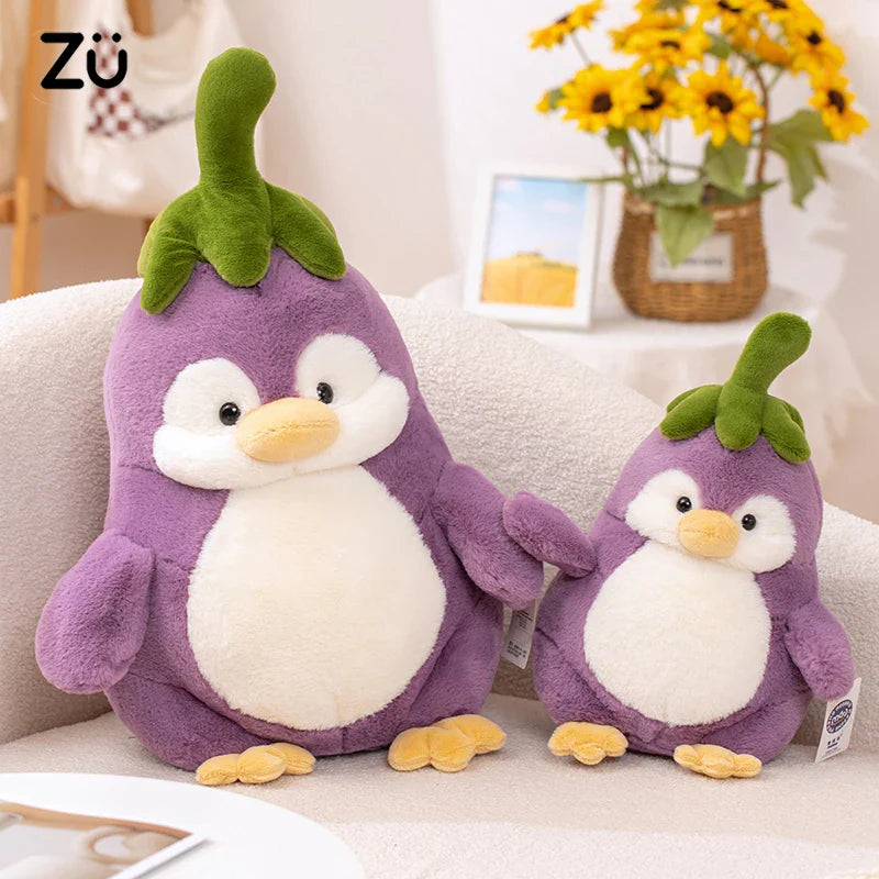 Peluches d'aubergine mignonnes pingouin