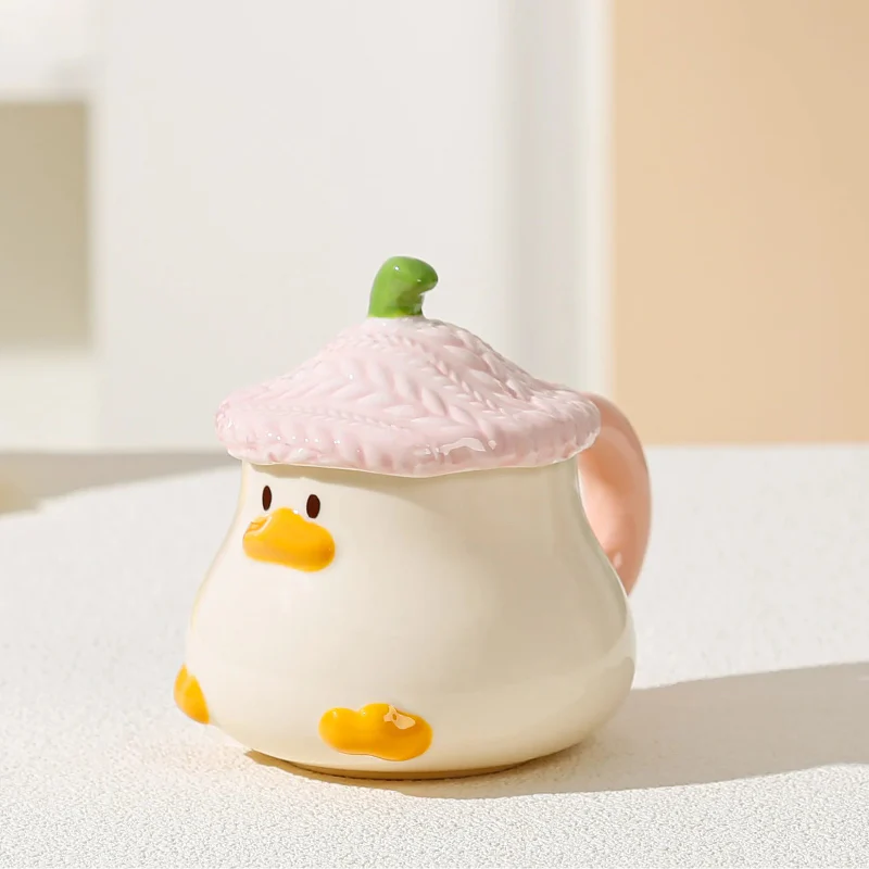 Tasse canard Kawaii avec couvercle