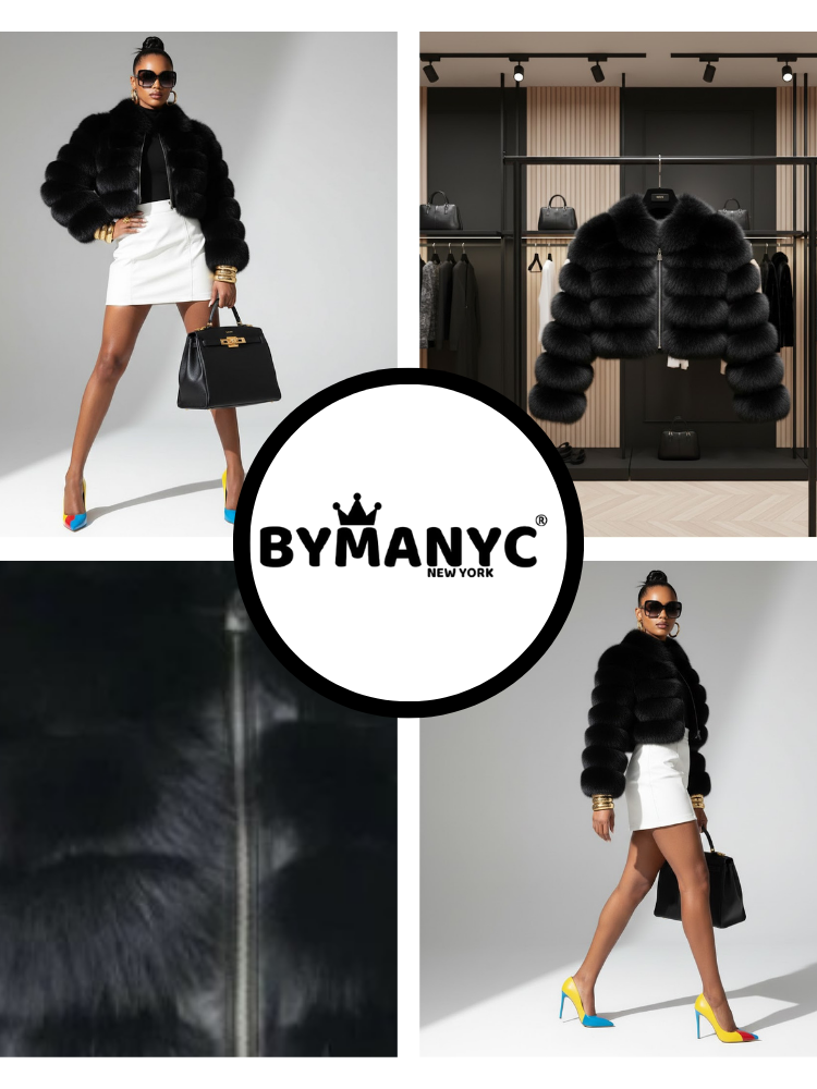 Chaqueta corta de piel sintética para mujer, Flatiron, BYMANYC Nueva York.