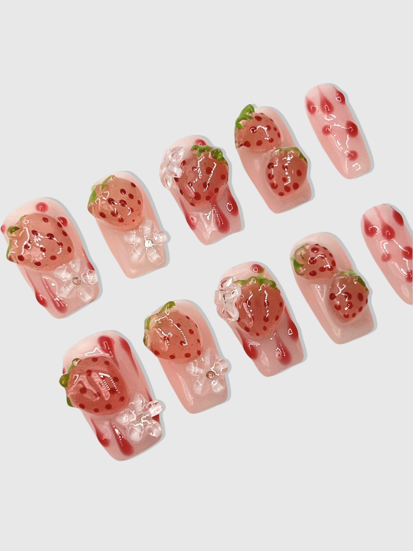 Strawberry Shortcake Nekoyanin Press-On Nails