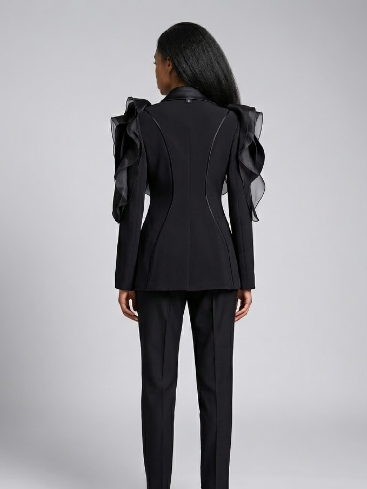 Tribeca Architectural Ruffle Blazer