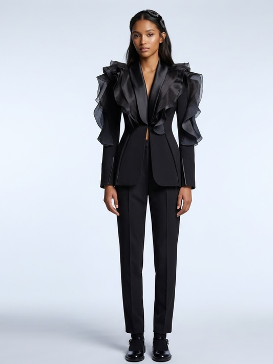 Tribeca Architectural Ruffle Blazer