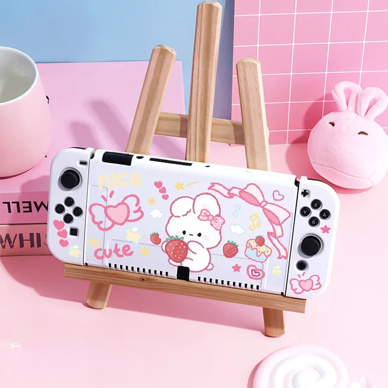 Cute Strawberry Bunny Nintendo Switch Case