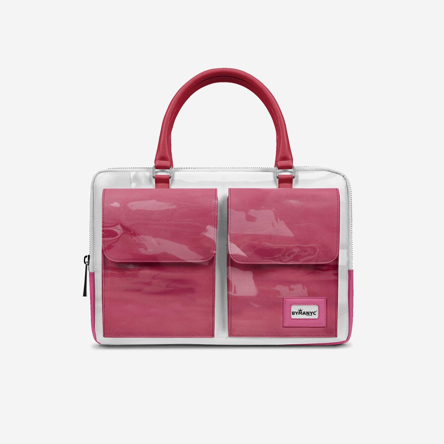 Sac de luxe à double poche végan de créateur 16 pouces BYMANYC ® New York Blanc et rose