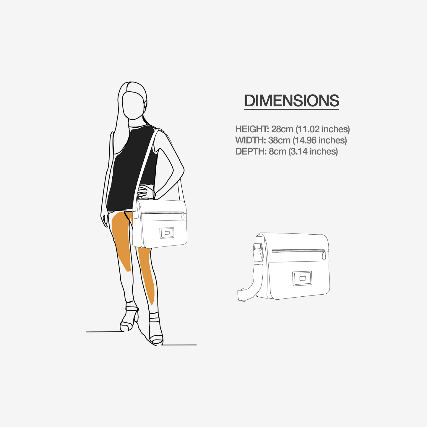Sac messager design vegan 40 cm | BYMANYC ® New York Luxury Milan Mood