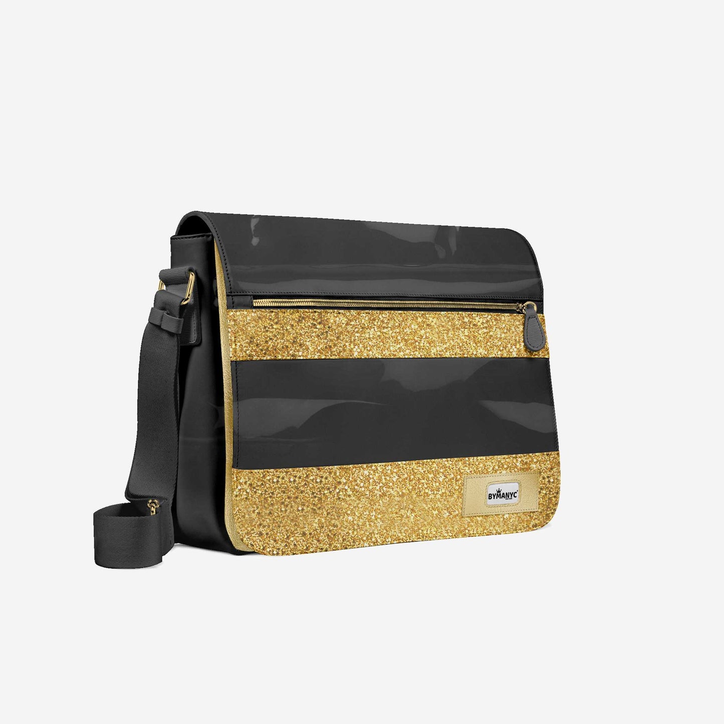 Bolso bandolera vegano dorado de 40 cm | BYMANYC® Edición Metálica de Lujo de Nueva York