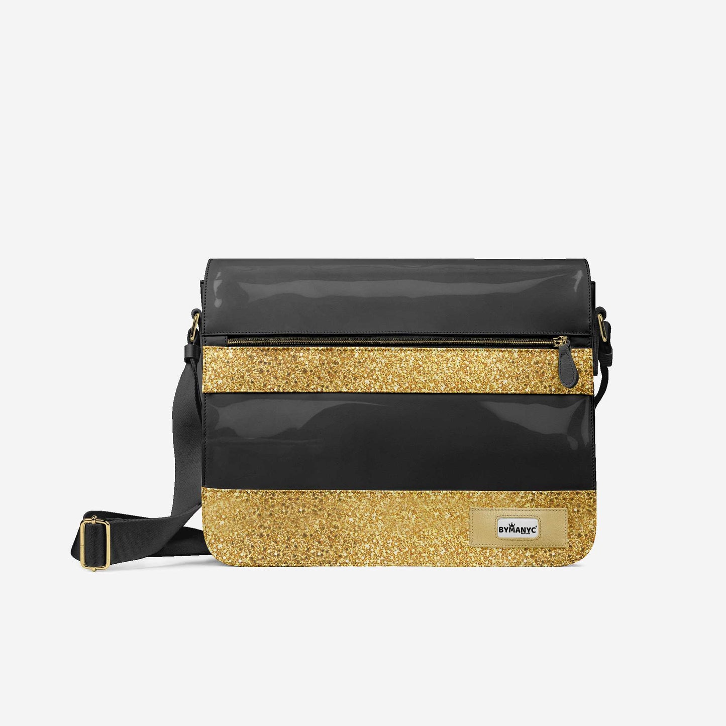 Bolso bandolera vegano dorado de 40 cm | BYMANYC® Edición Metálica de Lujo de Nueva York