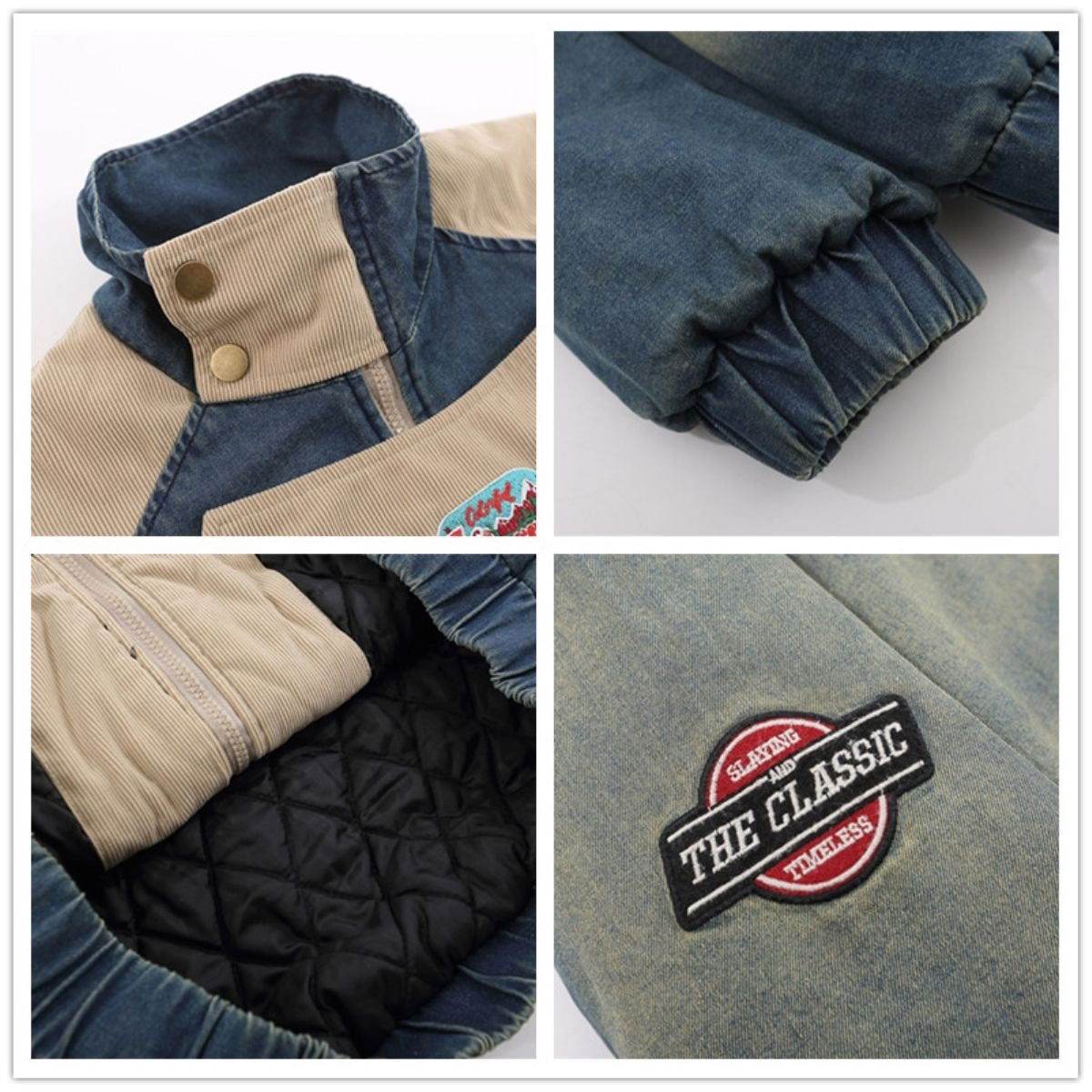 Vintage Embroidered Thickened Denim Jacket