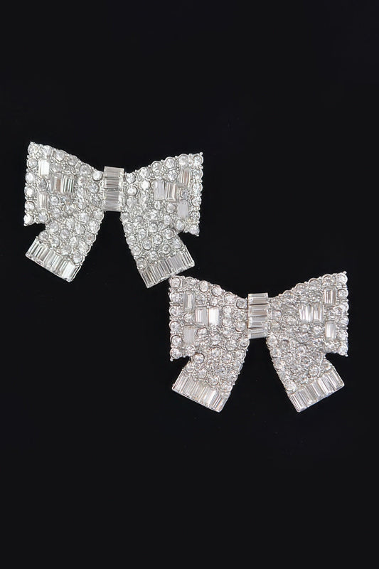 Boucles d'oreilles en strass en forme de ruban