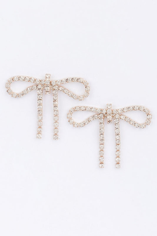 Boucles d'oreilles pendantes nœud strass cristal