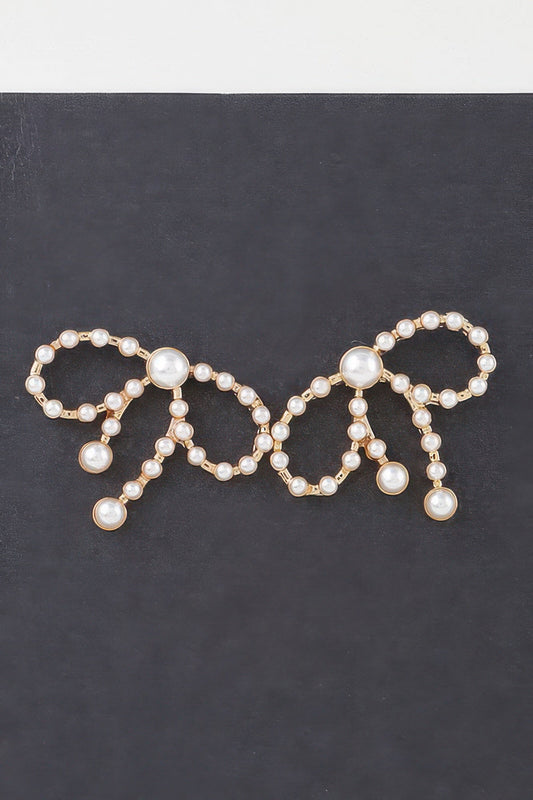 Boucles d'oreilles clous ruban perlées