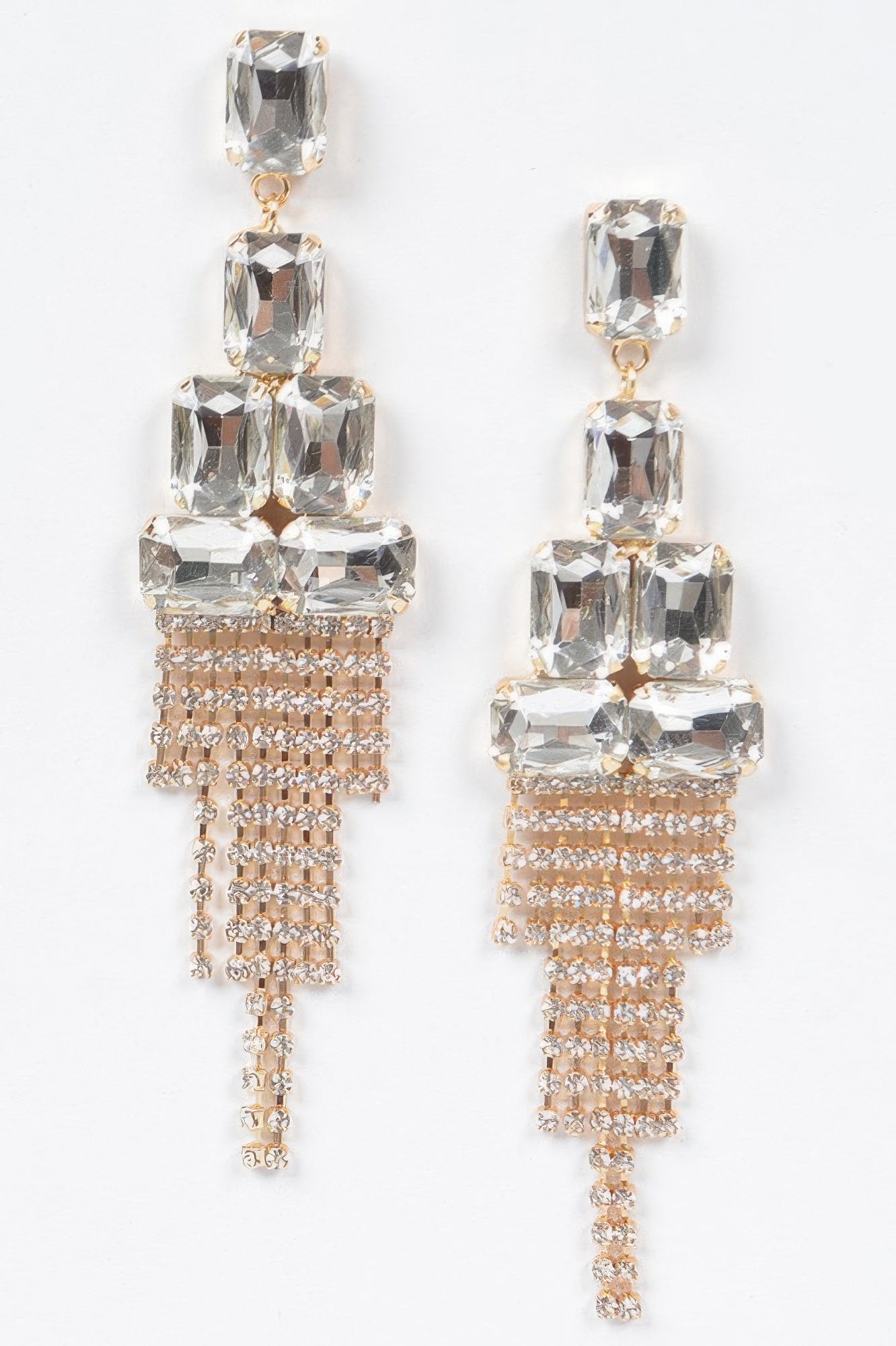 Boucles d'oreilles pendantes à franges avec cristaux multi-gemmes