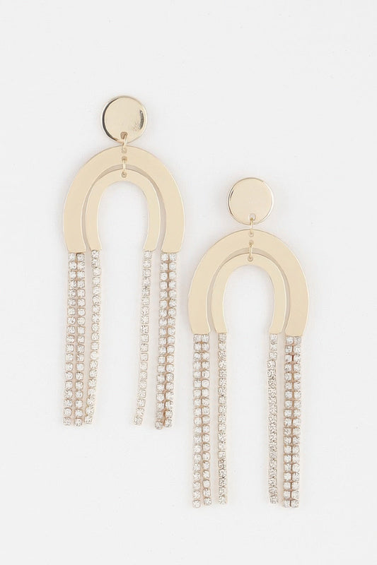 Boucles d'oreilles pendantes doubles avec arches en strass