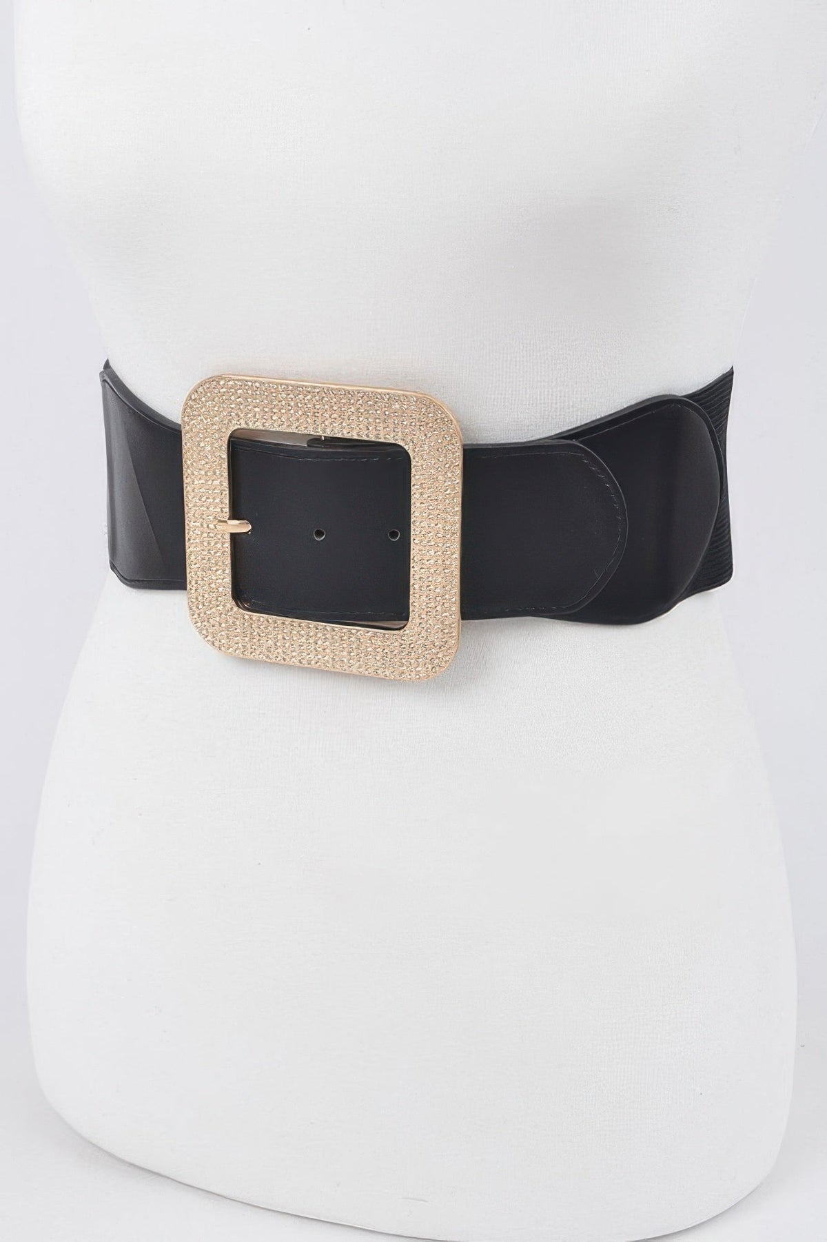 Chinatown Rhinestone Square Buckle Elastic Belt (Plus Size)