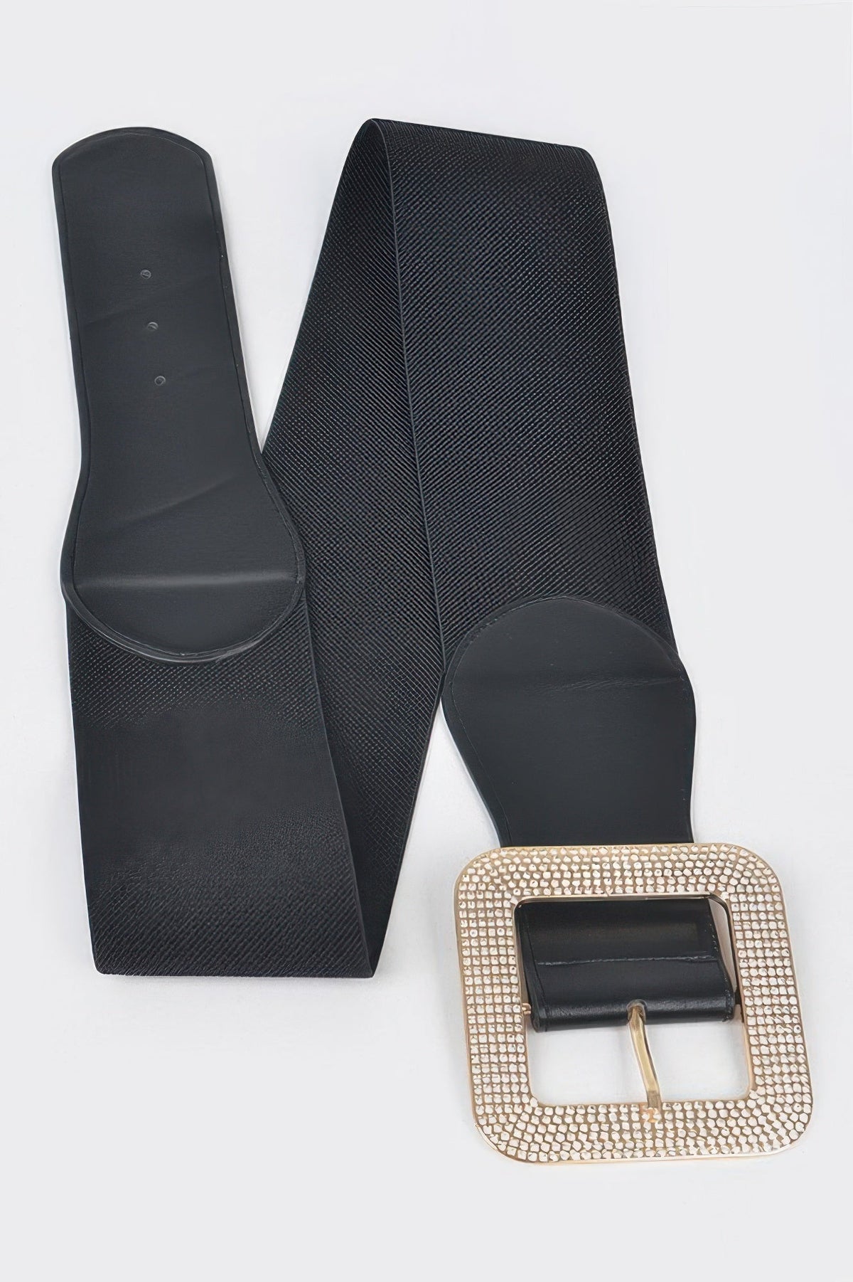 Chinatown Rhinestone Square Buckle Elastic Belt (Plus Size)