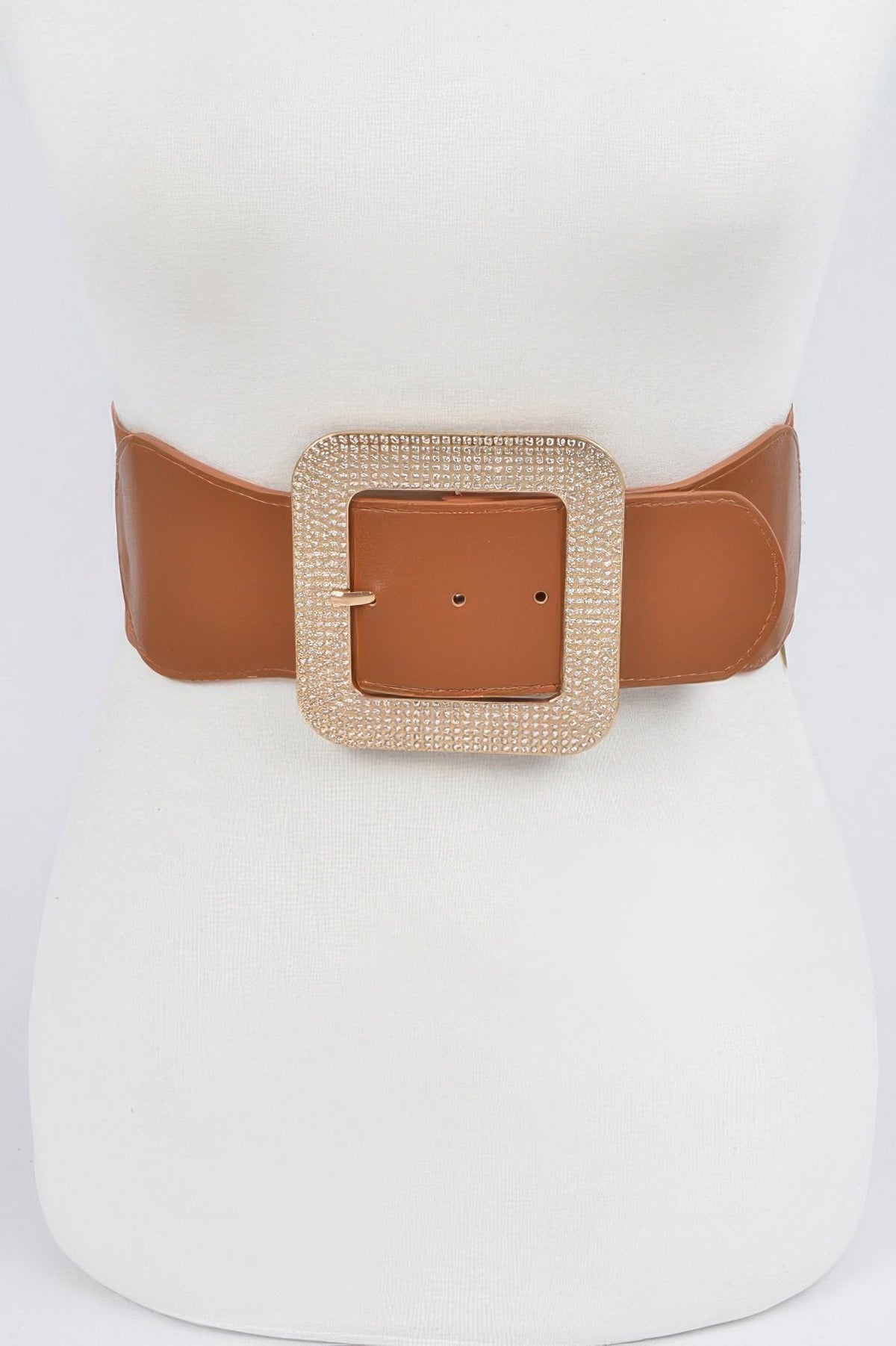 Chinatown Rhinestone Square Buckle Elastic Belt (Plus Size)