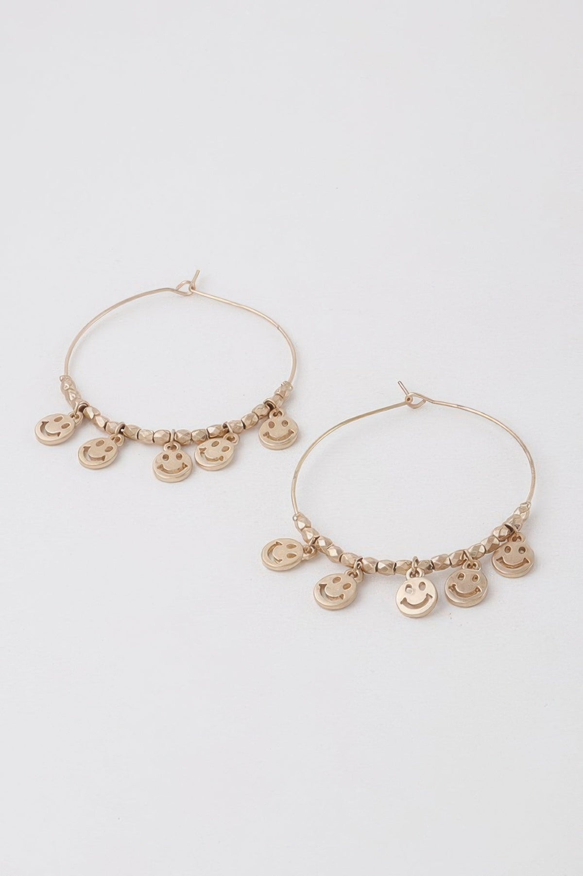 Smiley Face Charm Hoop Earrings