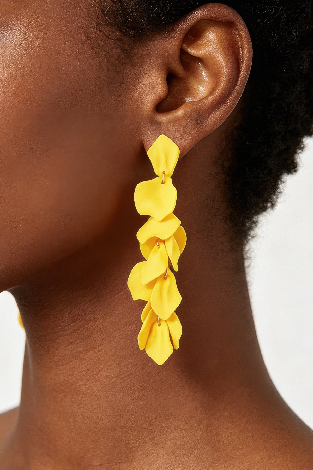 Floral Sculptural Bright Petal Blossom Drop Earrings