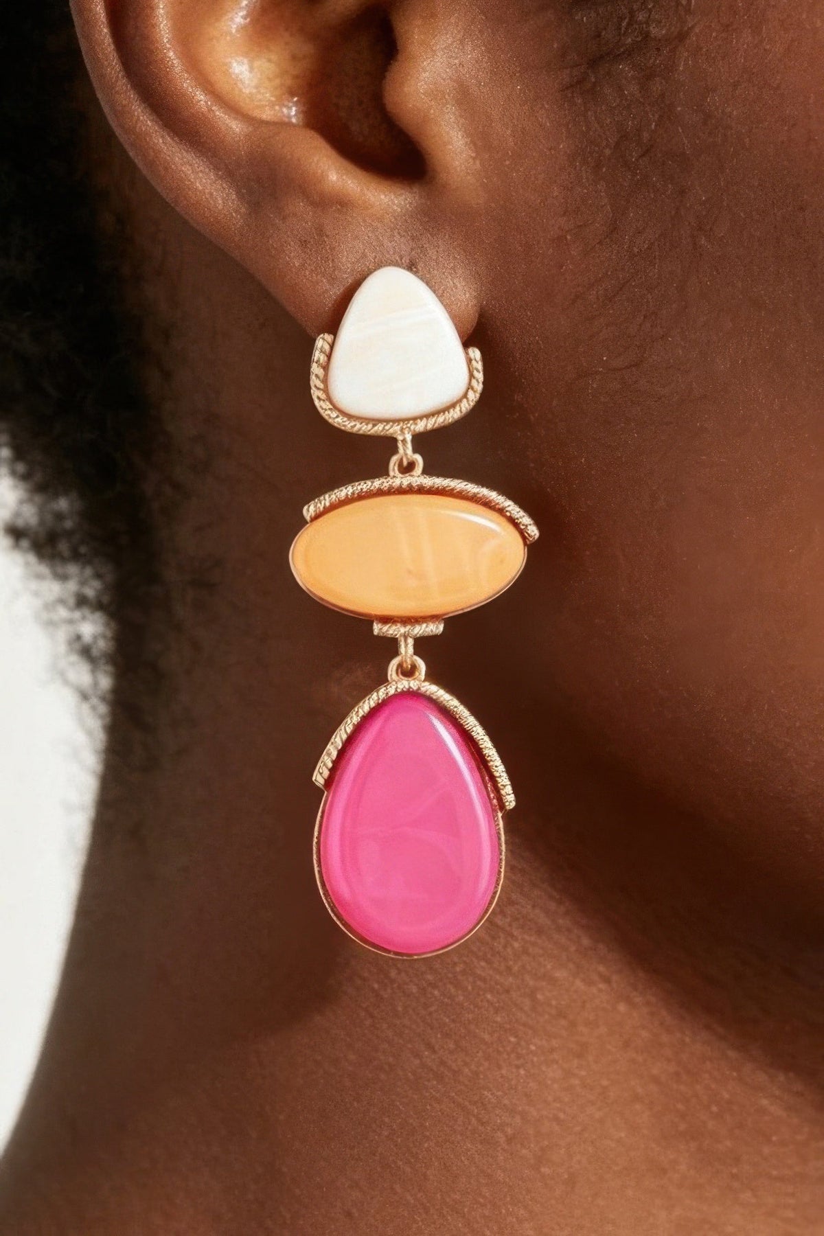 Vintage Cascade Retro Triple Stone Drop Earrings