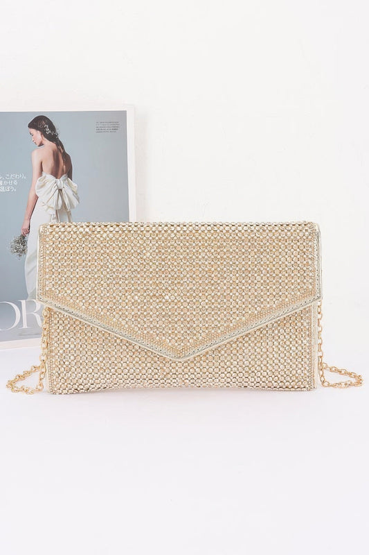 Pearl & Rhinestone Flap Clutch