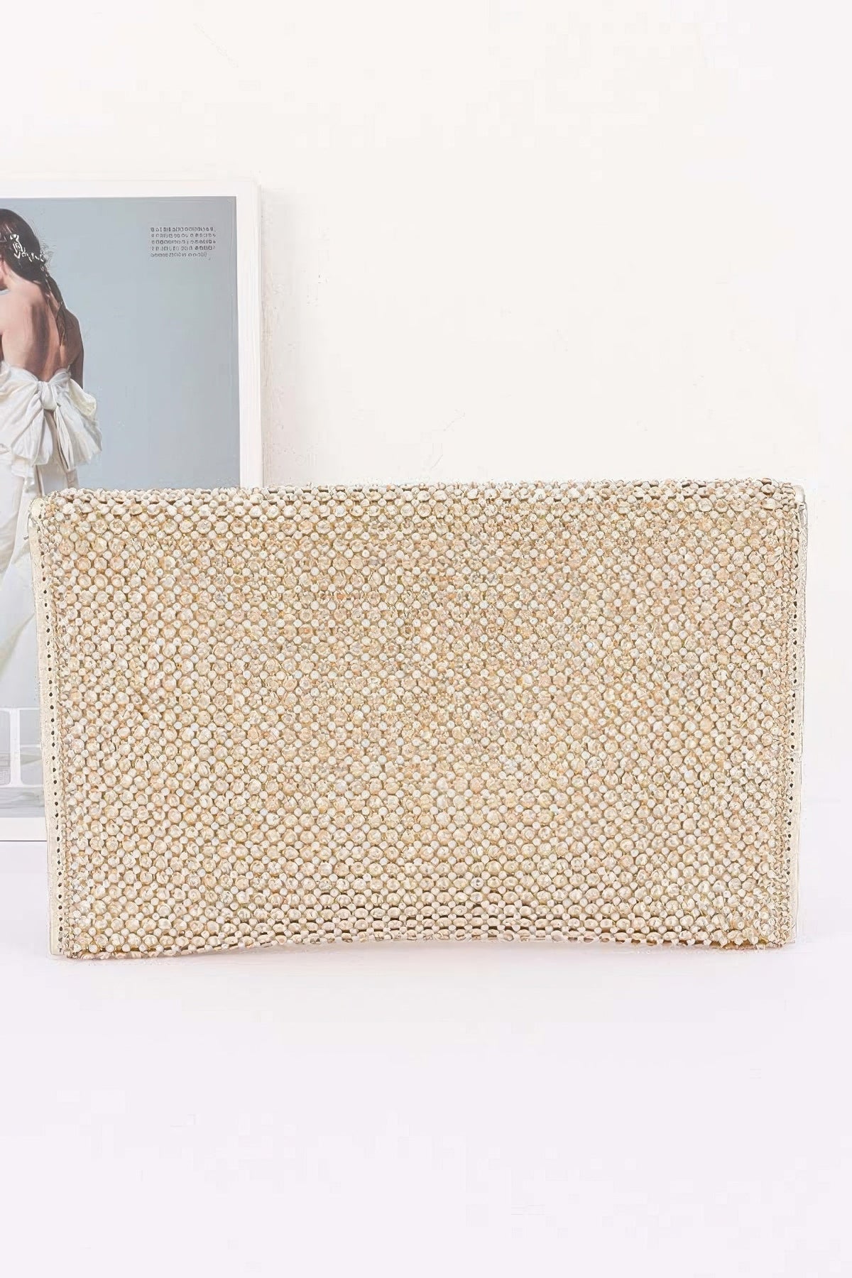 Pearl & Rhinestone Flap Clutch