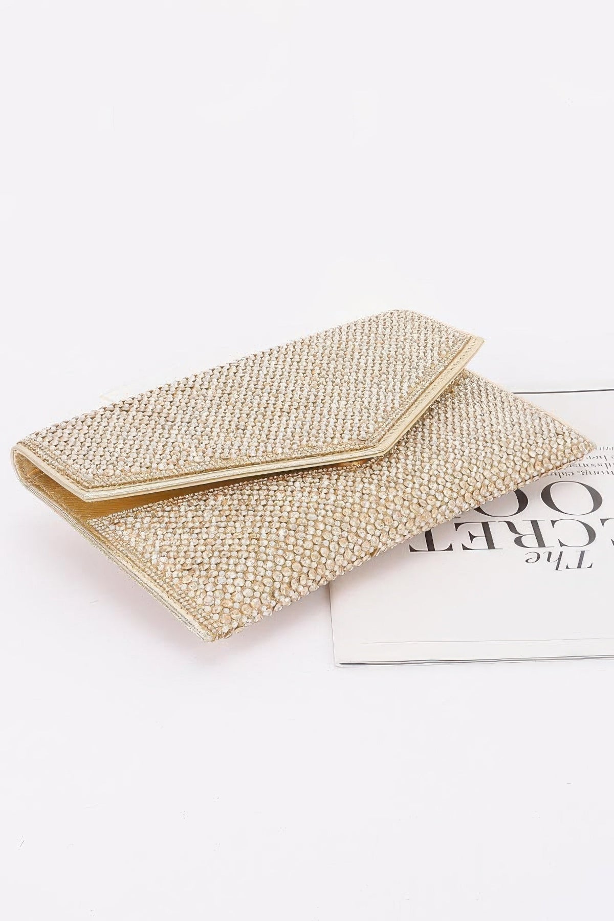 Pearl & Rhinestone Flap Clutch