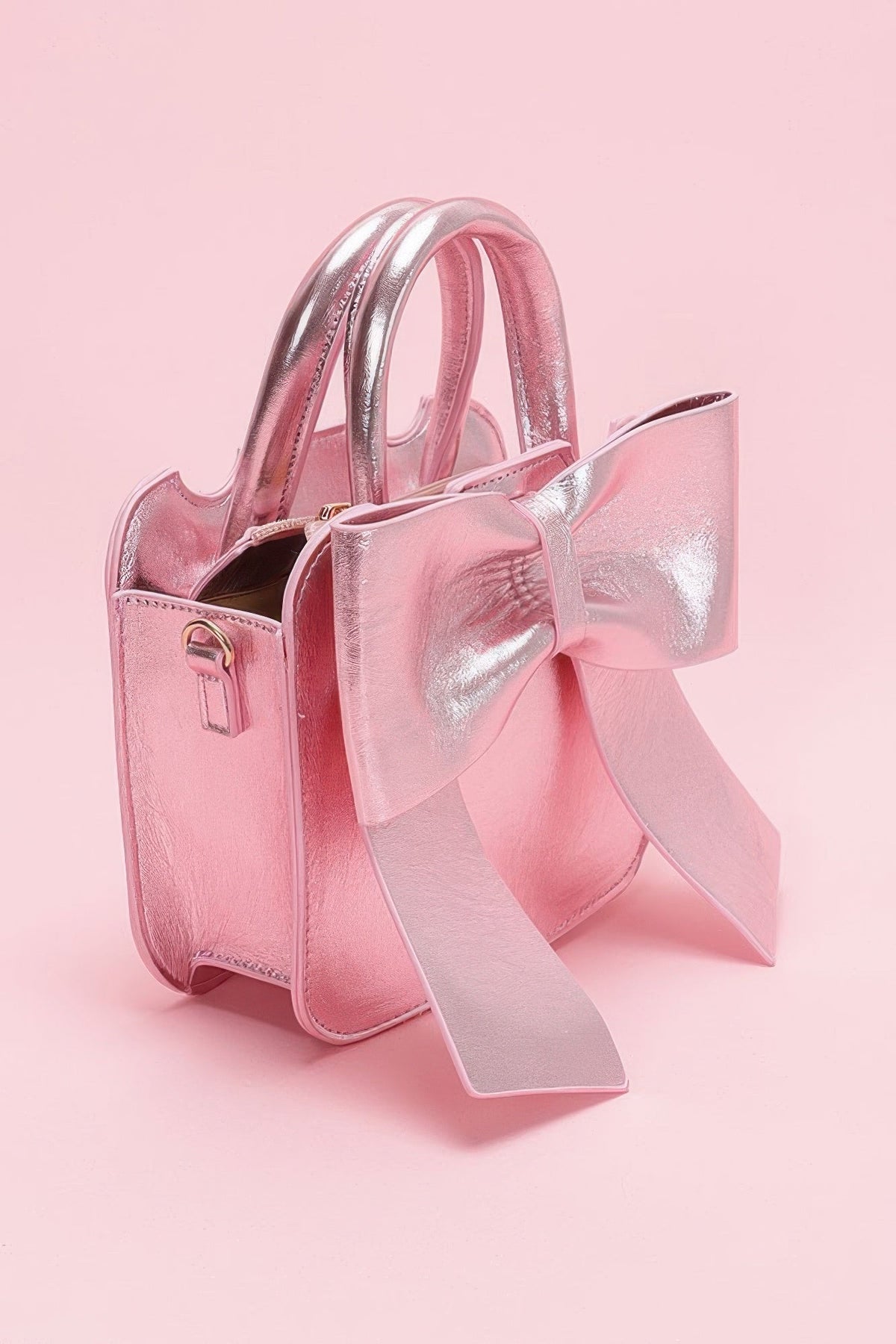 Gramercy Metallic Bow Top Handle Clutch
