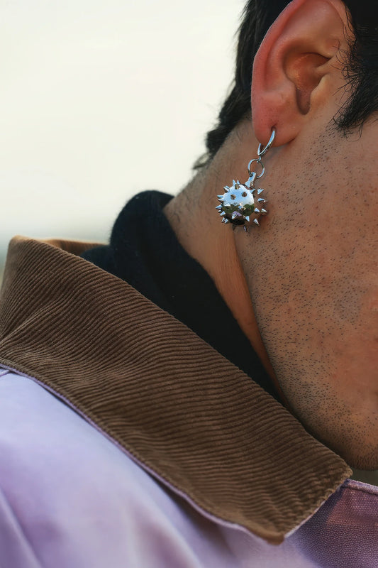 Warrior Chain Ball Earrings – Edgy & Unisex Statement Piece (Pair)