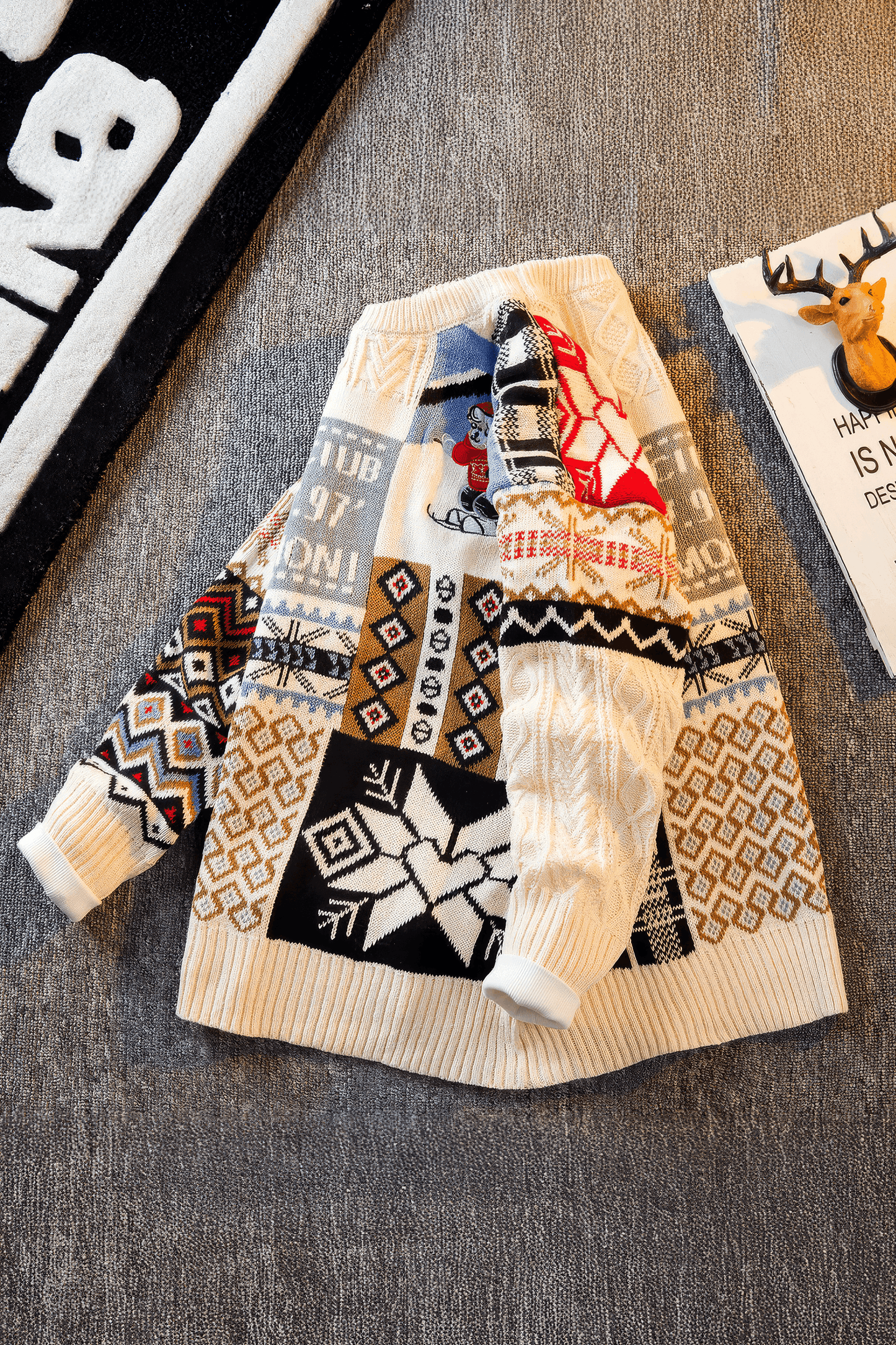 Winter Men’s Heavy Knit Sweater – Fleece Lined, Loose Fit