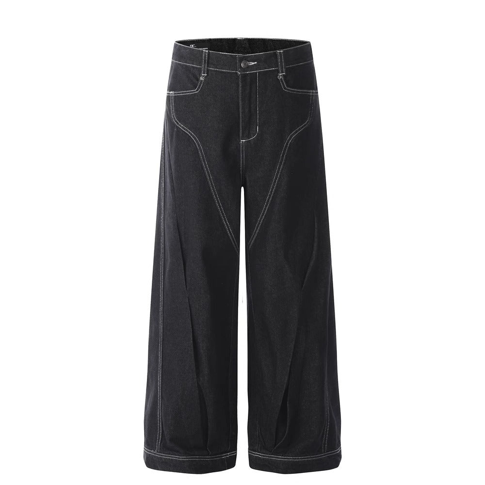 Lexington Contrast-Stitch Wide-Leg Jeans