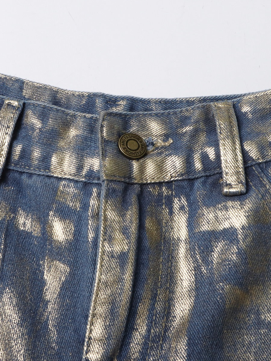 SoHo Gold Foil Metallic Jeans